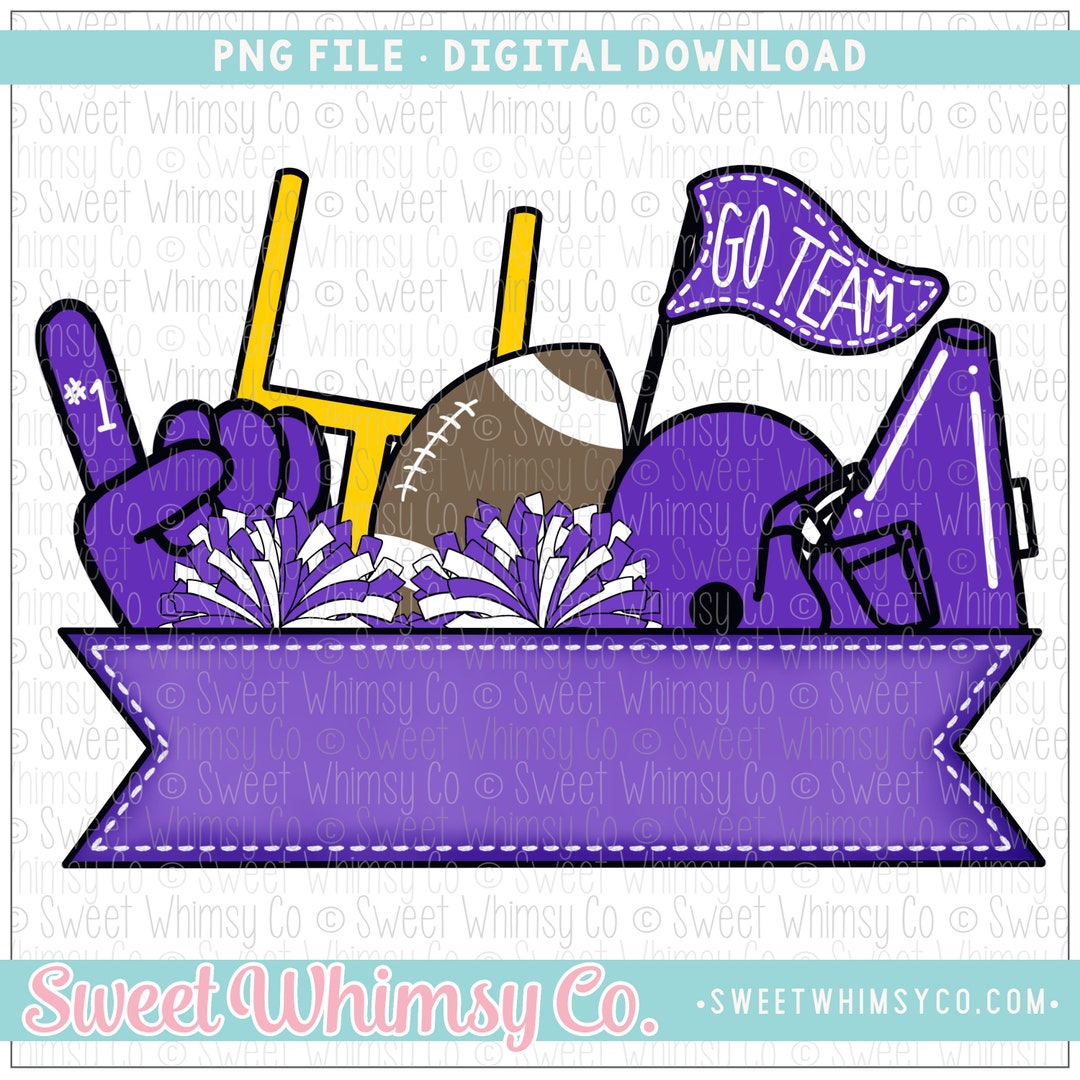Purple and White Football Team Banner PNG Sublimation Design Etsy
