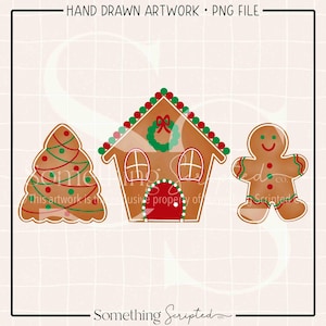 Lebkuchen Kekse Weihnachten PNG Sublimationsdesign, Weihnachten Clipart, digitale Kunst zum Downloaden