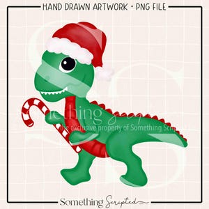 サンタのクリスマス恐竜 PNG 昇華デザイン、クリスマス クリップアート印刷可能、デジタル アート ダウンロード