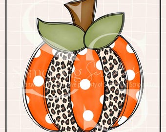Leopard Pumpkin PNG Sublimation Design, Autumn Fall Clipart, Digital Art Download