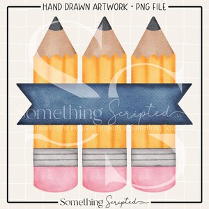 School Pencils PNG Sublimation Design: Hand-Drawn Printable Clipart (Instant Digital Download)