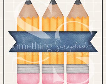 School Pencils PNG Sublimation Design: Hand-Drawn Printable Clipart (Instant Digital Download)