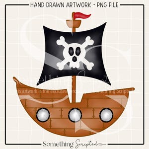 Pirate Ship PNG File, Sublimation Design, Beach Printable Clipart, Instant Digital Download
