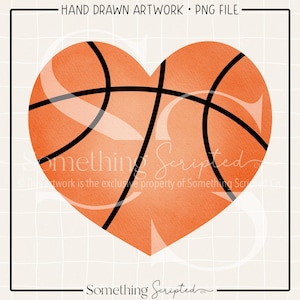 Basketball Heart PNG Sublimation Design, Basketball Clipart Printable, Digital Art Download
