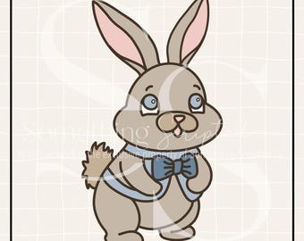 Bowtie Bunny PNG: Hand Drawn Easter Clipart (Digital Download)