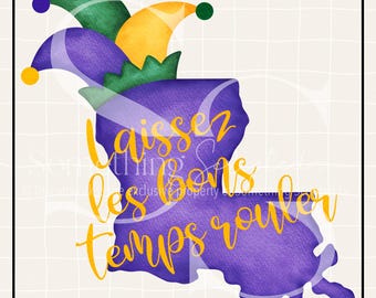Mardi Gras Louisiana PNG: Hand-Drawn Clipart (Digital Download)