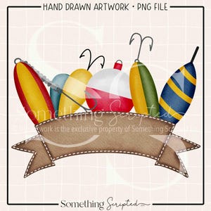 Fishing Lure Cork Curved Banner PNG Sublimation Design, Fishing Printable Clipart, Digital Art