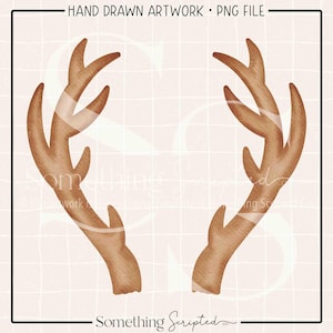 Brown Antlers PNG Sublimation Design, Deer Hunting Printable Clipart, Digital Art Download