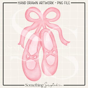 Pink Ballet Slippers Dance PNG Sublimation Design, Ballerina Printable Clipart, Digital Art Download