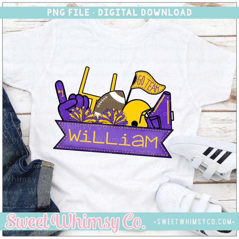 Purple and Yellow Gold Football Team Banner PNG Sublimation Etsy