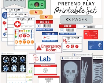 Doctor Pretend Play Set: Hospital Role Play Printables (Instant Download)