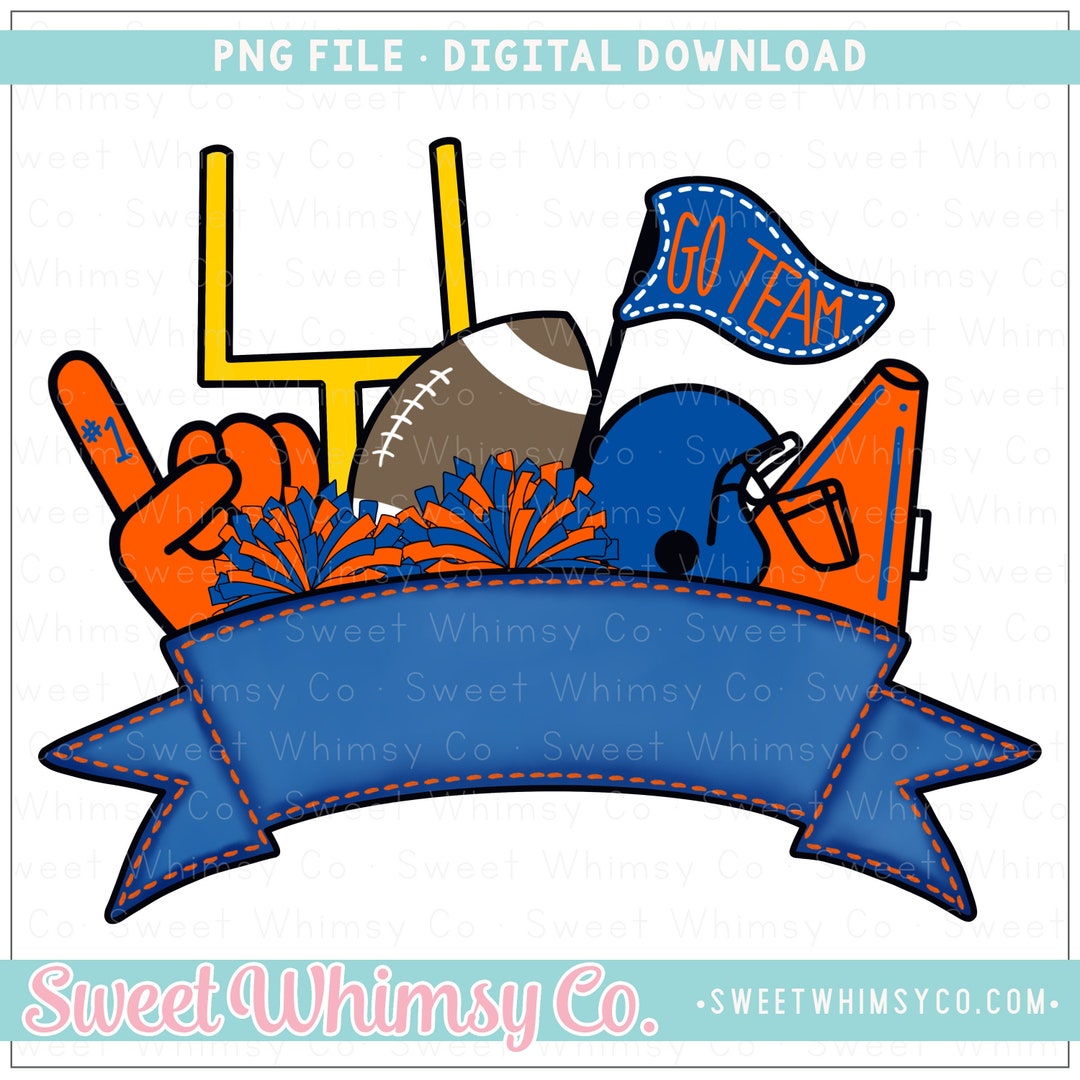 Blue and Orange Football Team Fancy Banner PNG Sublimation Etsy