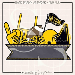 Black & Gold Football Team Banner PNG - Sublimation Design (Digital Download