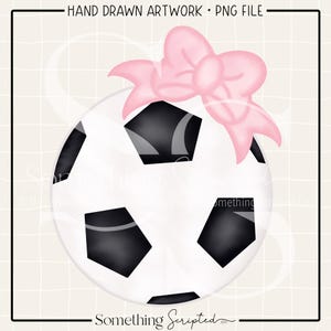 Soccer Ball Pink Bow PNG Sublimation Design, Soccer Clipart Printable, Digital Art Download