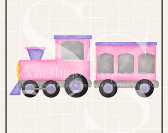 Pink Train PNG Sublimation Design: Hand-Drawn Printable Clipart (Instant Digital Download)