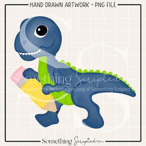 School Dinosaur PNG Sublimation Design, Back To School Printable Clipart, Digital Art Download