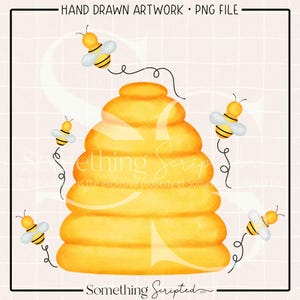 Bee Hive PNG-sublimatieontwerp, lente afdrukbare clipart, digitale kunst downloaden