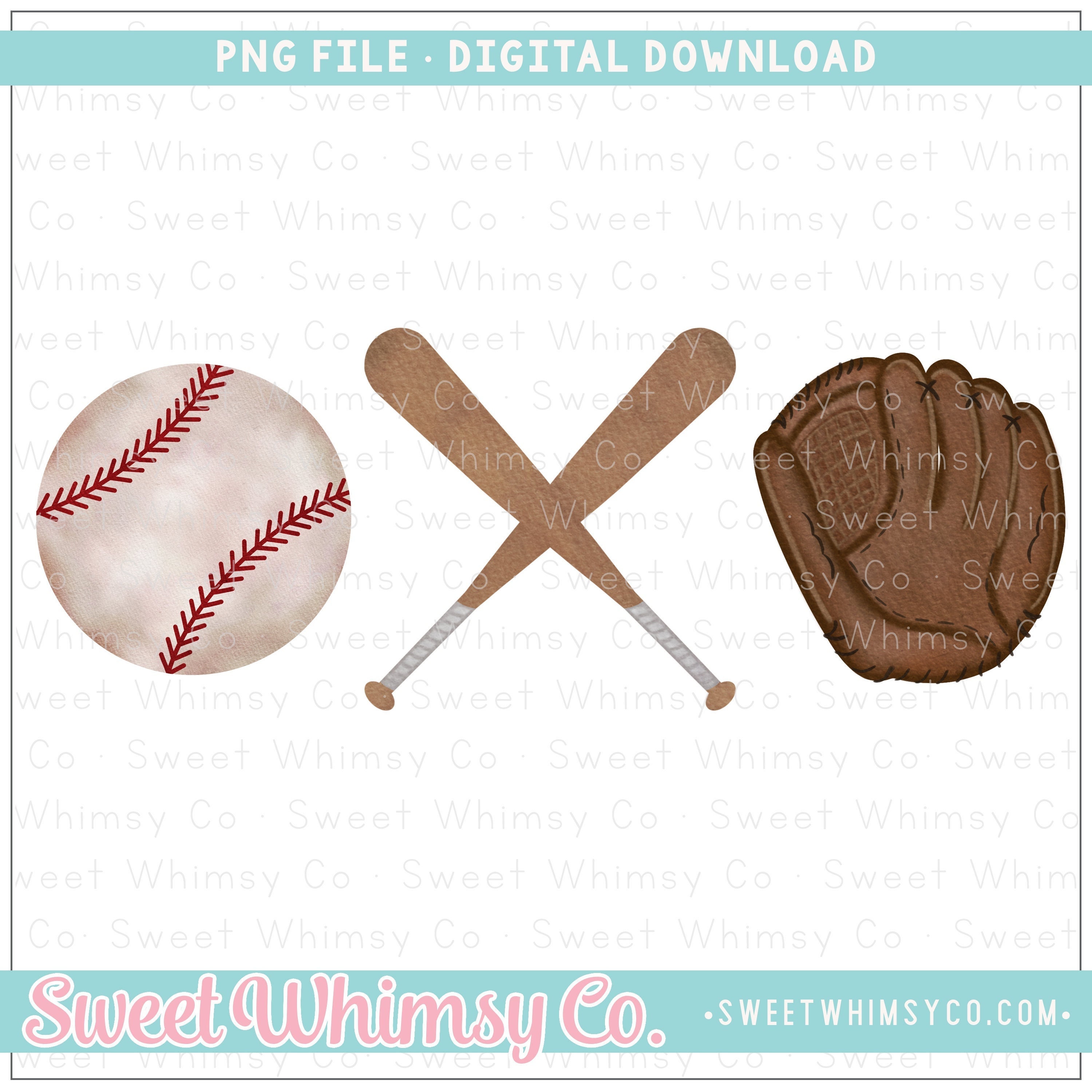 Baseball Bat Glove PNG Sublimation Design Baseball Clipart