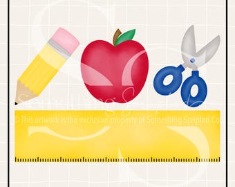 Tillbaka till skolan-material PNG-sublimeringsdesign: Handritad utskrivbar clipart (direkt digital nedladdning)