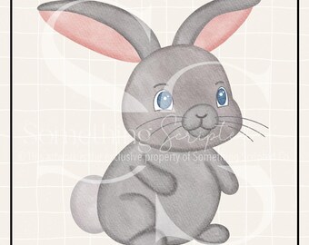 Watercolor Bunny PNG Sublimation Design: Hand Drawn Easter Clipart (Digital Download)