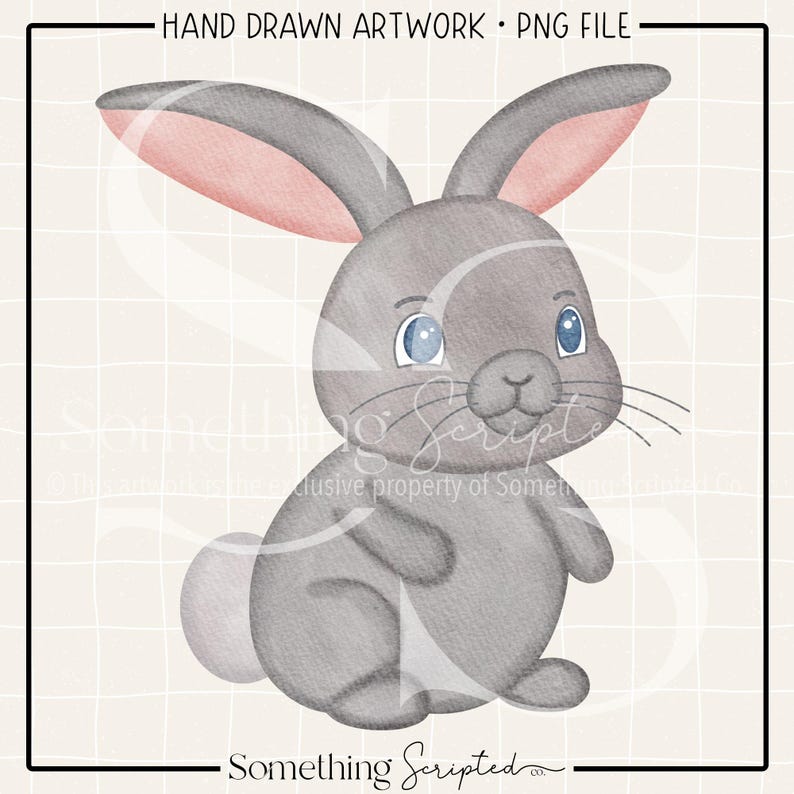 Watercolor Bunny PNG Sublimation Design: Hand Drawn Easter Clipart ...