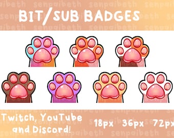 Odznaki Kawaii Cat Paw Sub: Pastelowe grafiki do transmisji na Twitchu i Discordzie (do pobrania cyfrowego)