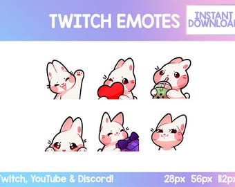 Kawaii Bunny Emotes: Chibi Twitch & Discord Emoji Pack (pobieranie cyfrowe)