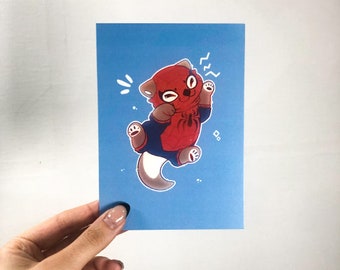Spiderman Otter Print - A6 - Illustrated Print - Illustrated Art Print - Kawaii Decor