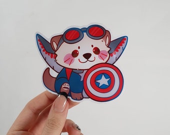 Otter Captain America Die Cut Sticker - Waterproof Die Cut Sticker - Cute Die Cut Sticker - Otter Sticker - Otter