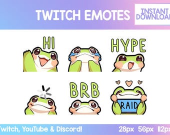 Kawaii Frog Emotes: Zestaw emoji do transmisji na Twitchu i Discordzie (pobieranie cyfrowe)