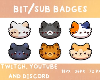 Odznaki Kawaii Pastel Cat Sub: Ikony subskrybentów Twitch i Discord (do pobrania cyfrowego)
