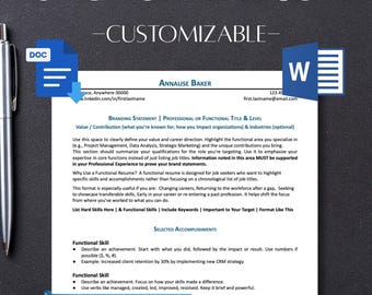 Functional Resume Template | ATS-Friendly | Google Docs & Word | Minimalist Format