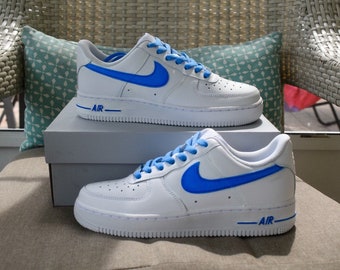 neon blue air force ones