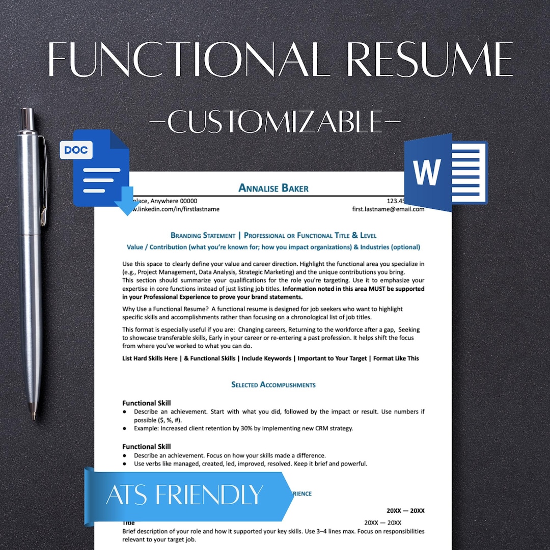 Functional Resume Template | Ats-friendly | Google Docs & Word ...