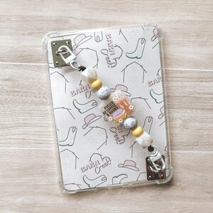 Fueled by Coffee and Books E-Reader Tablet Hand Strap | Reading Device | Book Strap | Handmade | Silicone Beads | With or Without Hooks