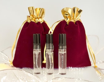 Set de regalo de perfume ALT Crystal No 23 – Pack de 3 muestras navideñas + Bolsas de terciopelo / Alternativa al BR540