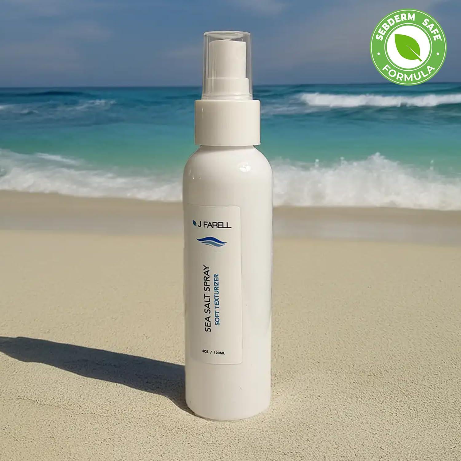 Fungal Acne Safe Sea Salt Spray by J Farell - Seb Derm Safe, Soft Beach Texture Clean Hair Spray