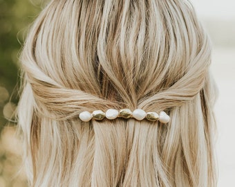 Baroque Pearl Gold Bead Hair Clip