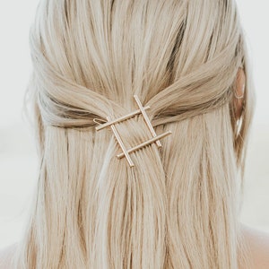 Square Hair Clip | Metal Gold Silver Hollow Rhombus Geometric Minimal Hair Pin for Thick Thin Hair | Minimalist Tic Tac Toe Hair Accessory