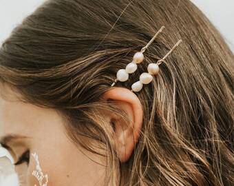 Freshwater Pearl Hair Pins | Set of 2 | Bridal Bobby Pin | Bridesmaid Gift | Pearl Wedding Hair | Minimal Bridal Hair | Bridesmaid Hair Pins