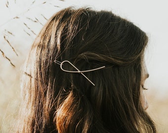 Minimalist loop-knot lucky-knot hair clip, Gold silver hair clip hair accessories, Simple everyday work hair clips hair accessories