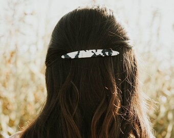 Black white tortoise shell hair barrette hair clip | Acetate long French barrette hair clip | Acrylic minimal simple hair accessories