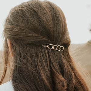 Minimalist four-ring hair clip, Gold or silver metal hair clip, Simple chain irregular circles hair clip hair accessories hair barrette image 1