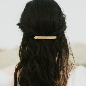 Minimalist long thin metal hair barrette, Gold or silver hair accessories