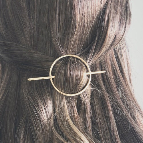 Minimalist Gold Hair Accessories Brass Hair Clip Round - Etsy Canada