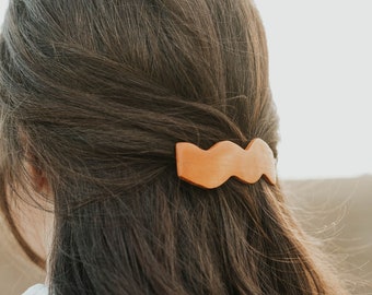 Natural wood hair barrette hair accessories | Geometric wave wood hair clip hair jewelry | Minimalist modern hair accessories