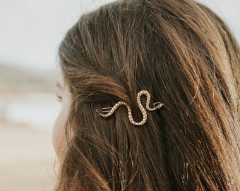 Snake hair clip hair accessories, Side-part hair accessories hair barrette, Metal hair clip, Gold and silver hair clip