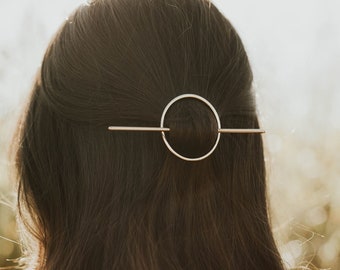 Minimalist Hair Slide with Stick | Geometric Hair Clip | Round Barrette | Circle Hair Slide | Boho Hair Clip | Bridesmaid Hair Bun Holder