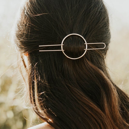 Minimalist Gold Hair Accessories Brass Hair Clip Round Etsy Canada