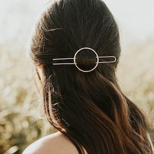 Minimalist hair slide hair accessories in gold or silver | Brass hair fork accessories | Geometric hair accessories